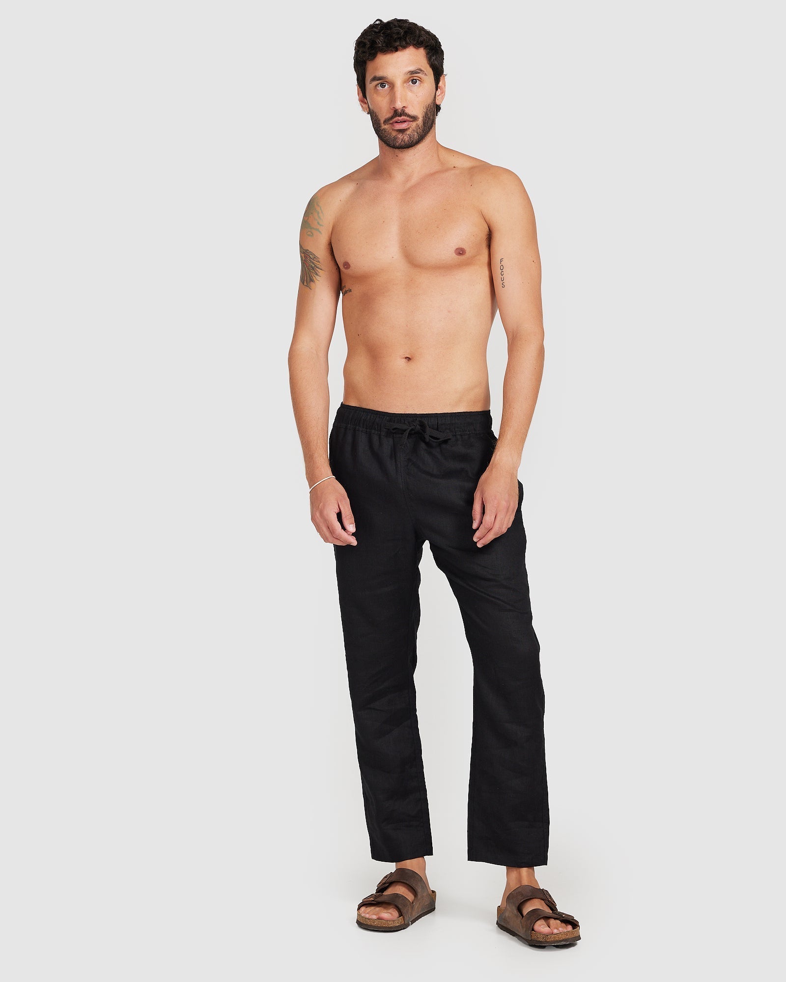 Lightweight Black Trousers with Drawcord Comfortable Fit