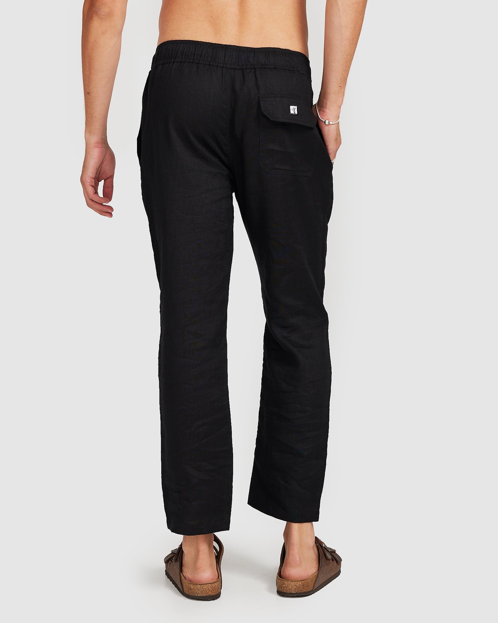 Lightweight Black Trousers with Drawcord Comfortable Fit