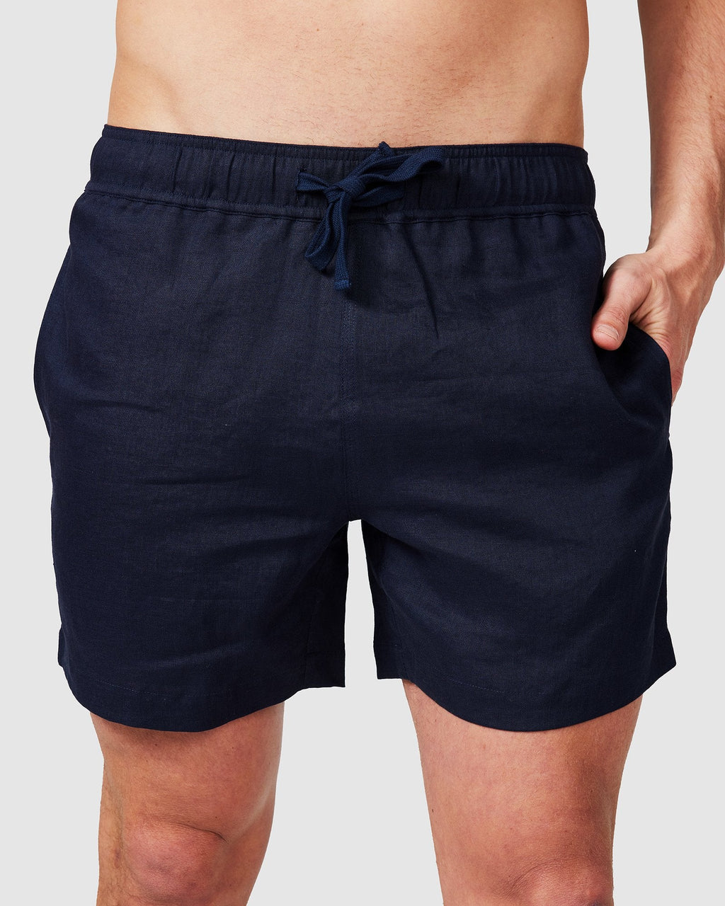 Men's Navy Blue Linen Shorts with Relaxed Fit