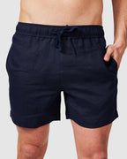 Men's Navy Blue Linen Shorts with Relaxed Fit