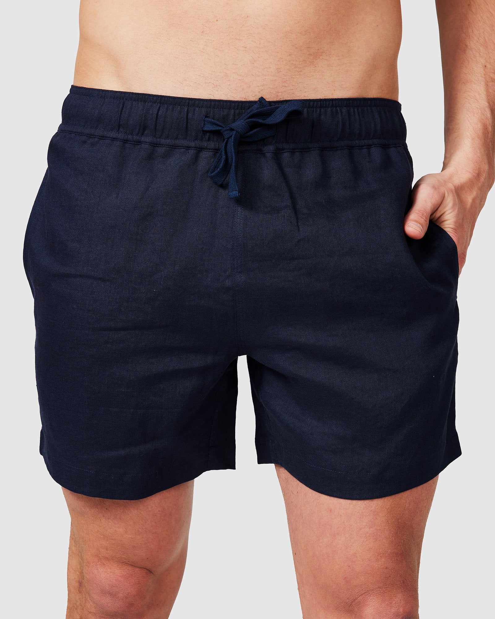 Men's Navy Blue Linen Shorts with Relaxed Fit