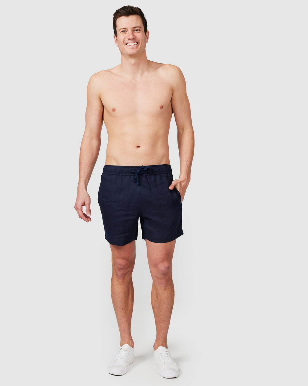 Men's Navy Blue Linen Shorts with Relaxed Fit
