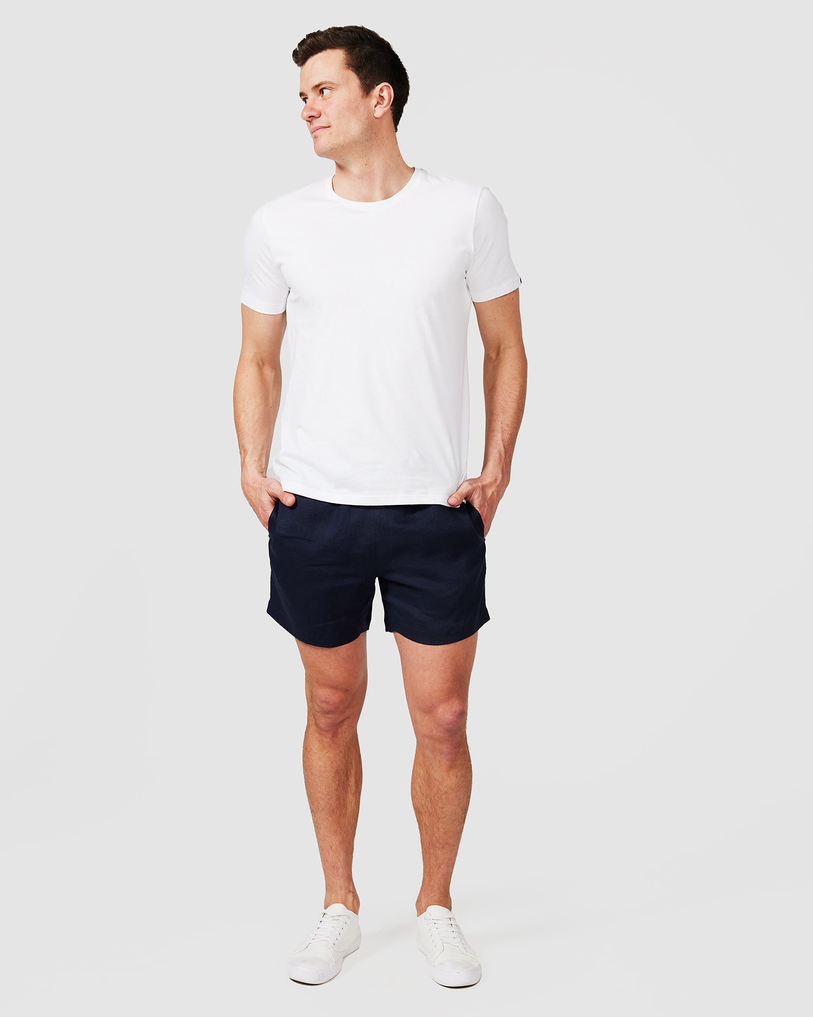 Men's Navy Blue Linen Shorts with Relaxed Fit