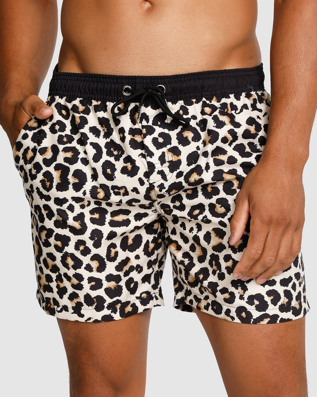 Men's Swim Shorts with Quick-Drying Fabric – Stylish Leopard
