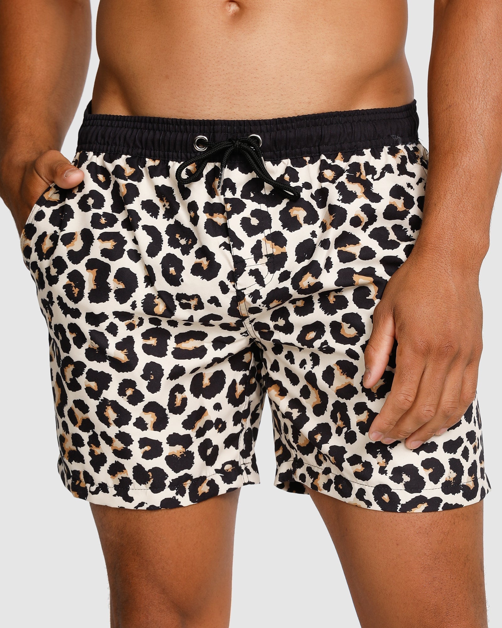 Men's Swim Shorts with Quick-Drying Fabric – Stylish Leopard