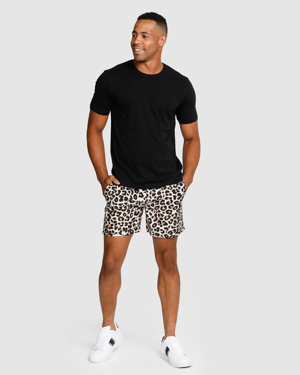 Men's Swim Shorts with Quick-Drying Fabric – Stylish Leopard