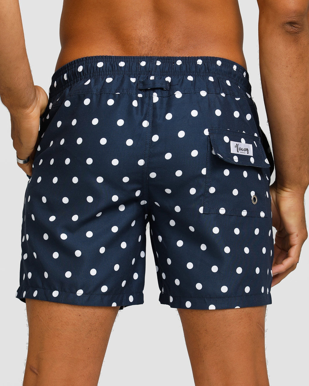 Men's Swim Shorts with Quick-Drying Fabric – Stylish Navy Polka