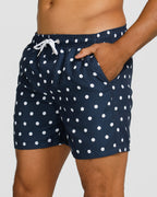 Men's Swim Shorts with Quick-Drying Fabric – Stylish Navy Polka