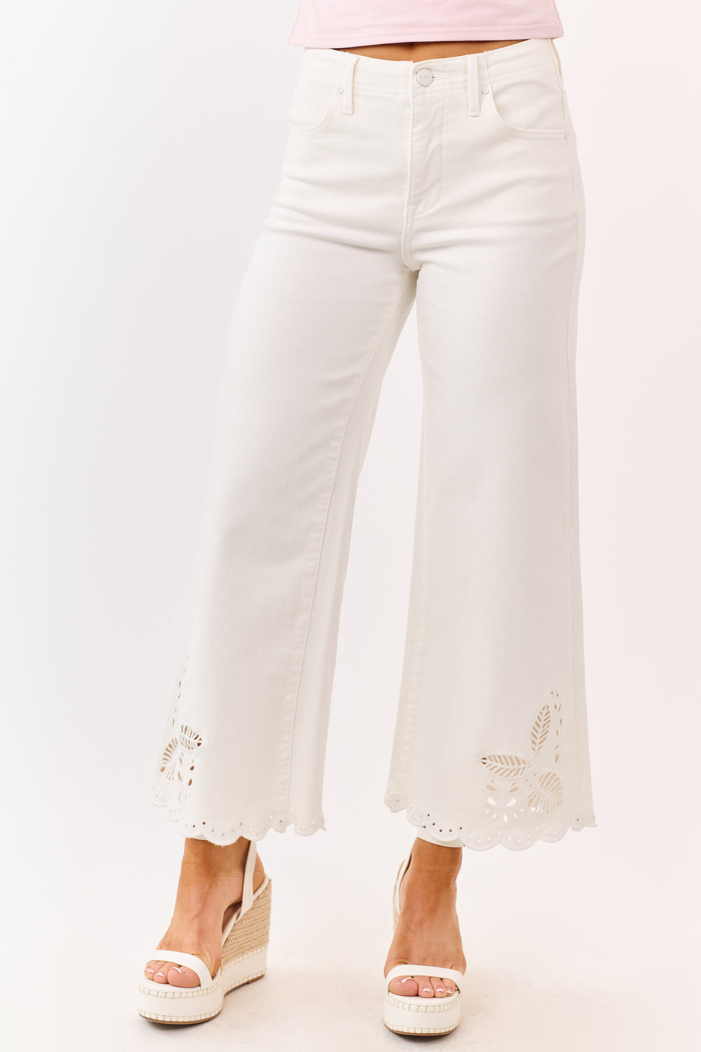 Stylish White Wide Leg Jeans for Women with Tummy Control &