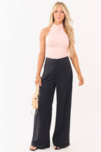 Wide Leg Pants Women with Elastic Back Waistband – Flowy Design