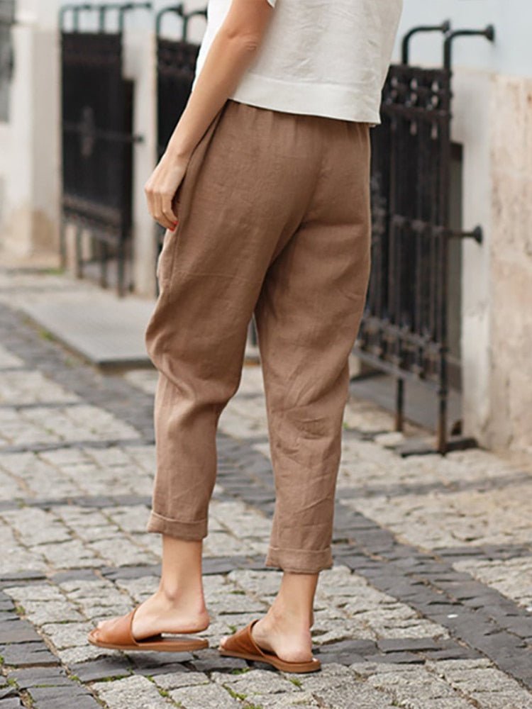 Women's Wide Leg Pants with Cuffed Hem Breathable Style for
